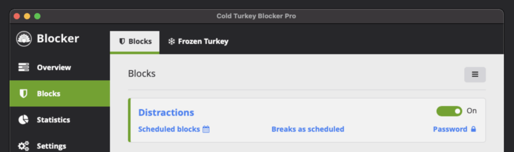 Productivity App - Cold Turkey