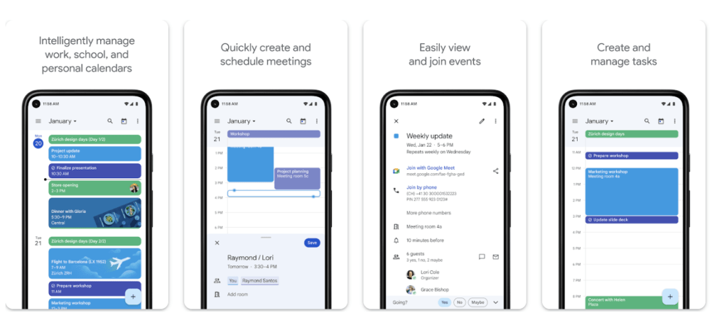 Productivity apps - Google Calendar